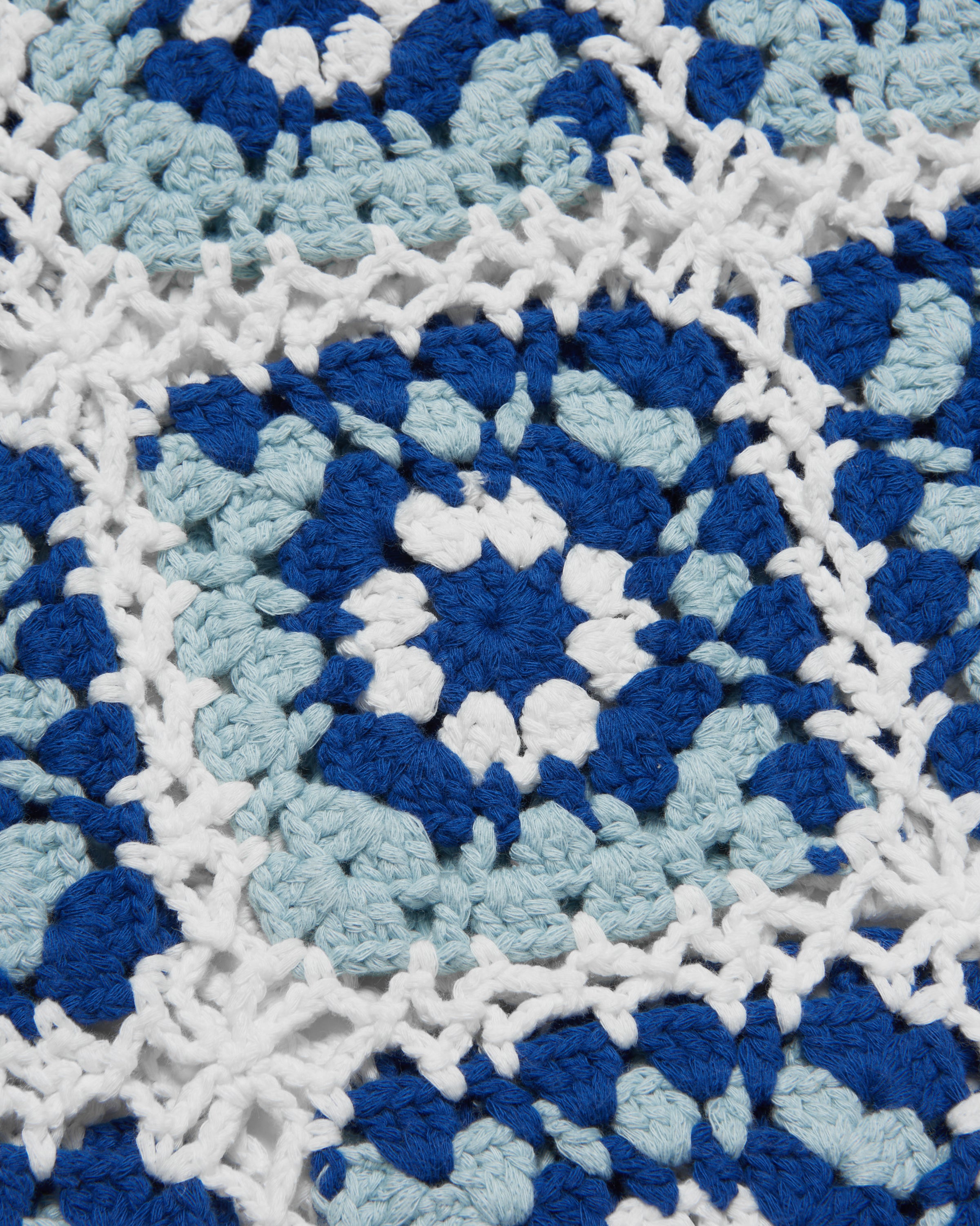 Blue Floral Crochet Shirt